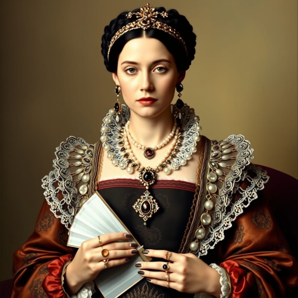 Renaissance Noblewoman in Lavish Gown