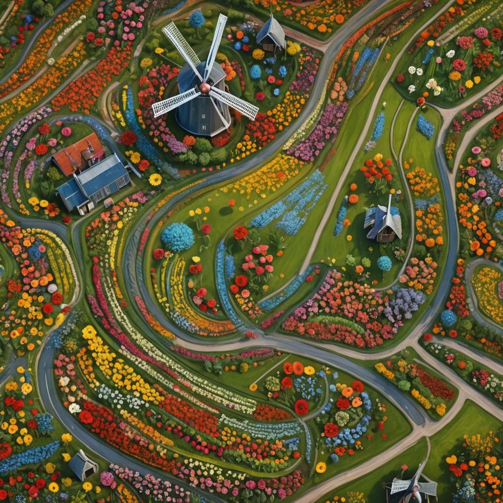 Dutch Flower Field with Fluorescent Colors