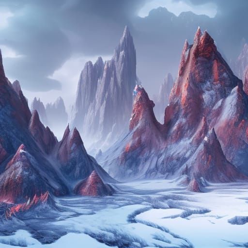 Detailed Matte Painting of Snowy Mountain in 8K