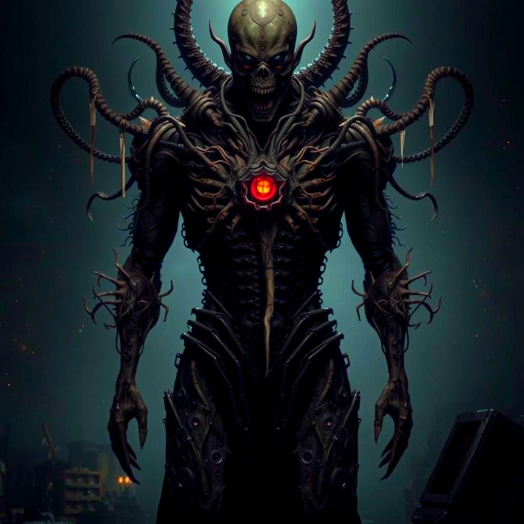 Cenobites: Biomechanical Horror in Giger and Beksiński Style