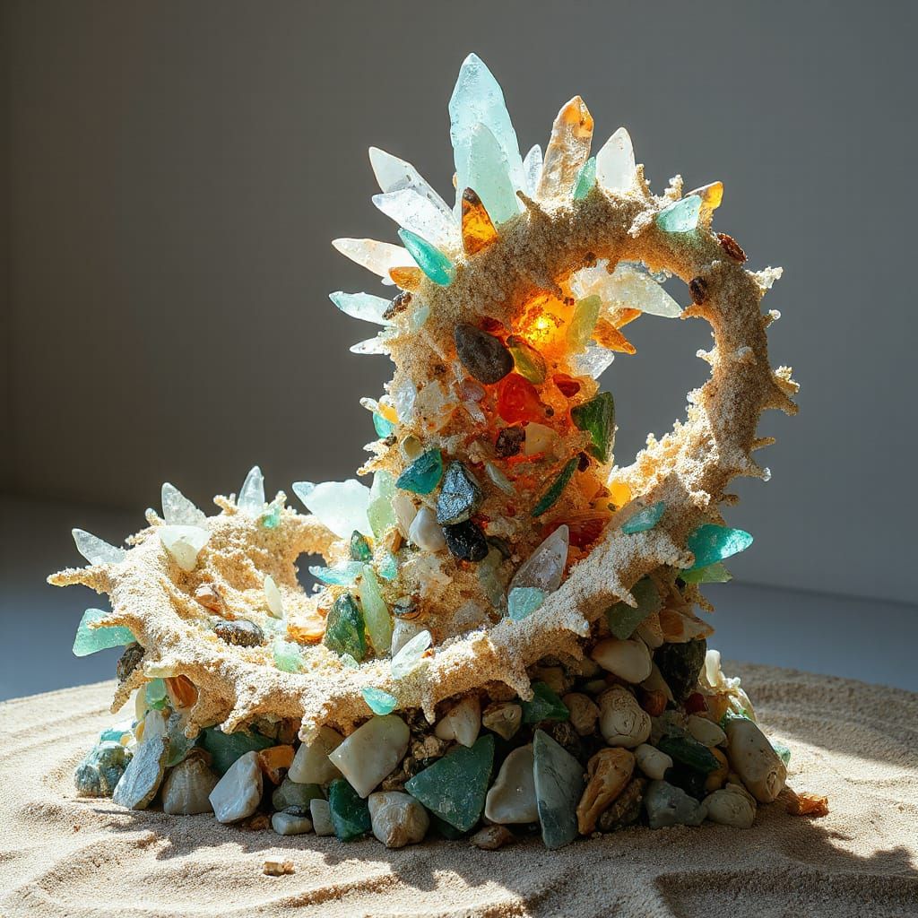 Sea Glass Whirlwind Tower Sculpture 4k UHD