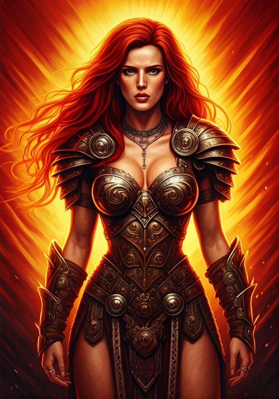 Red Sonja in Hyborian Sunset: A Cinematic Rendition