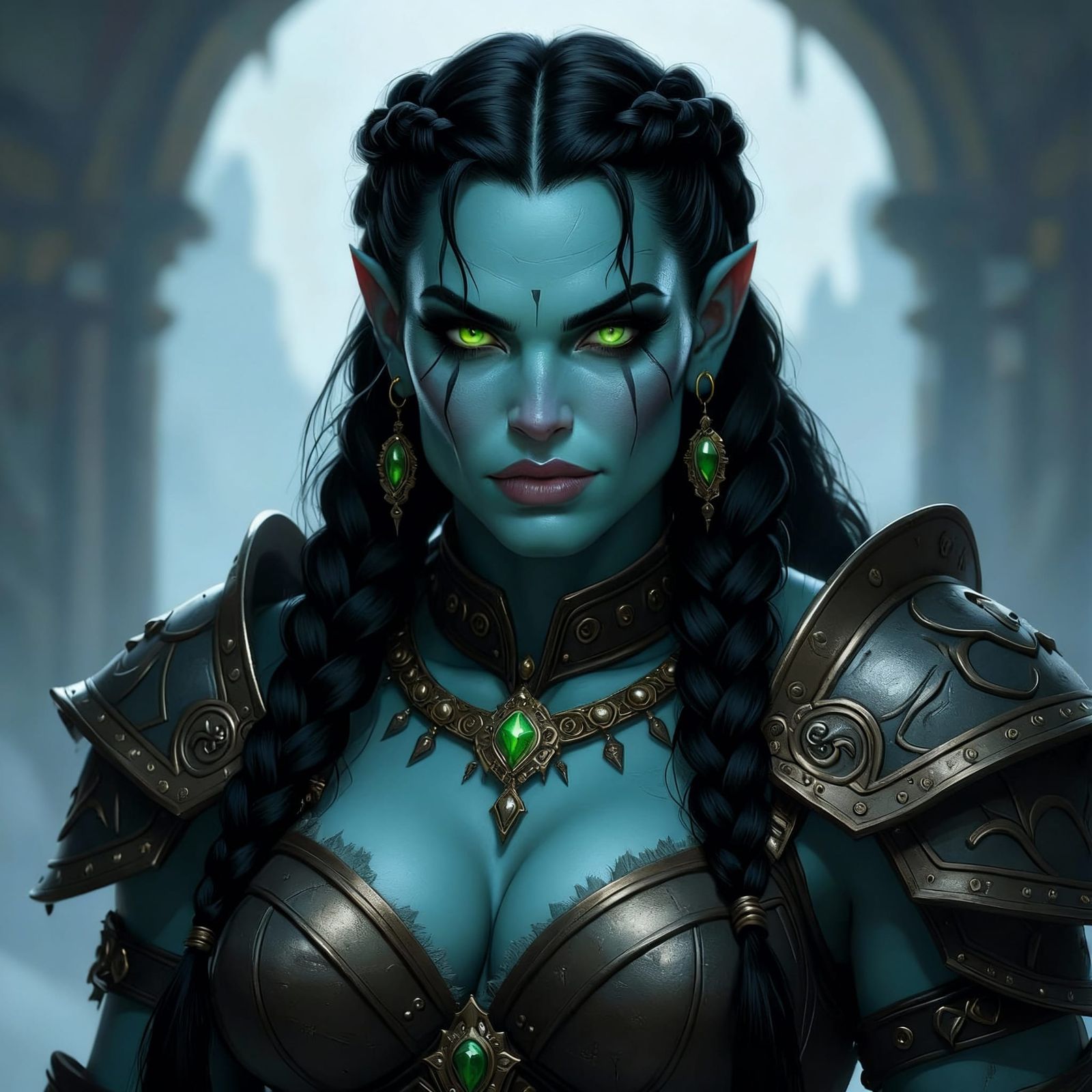 Giant Beautiful Ogre Woman in High Fantasy Armor