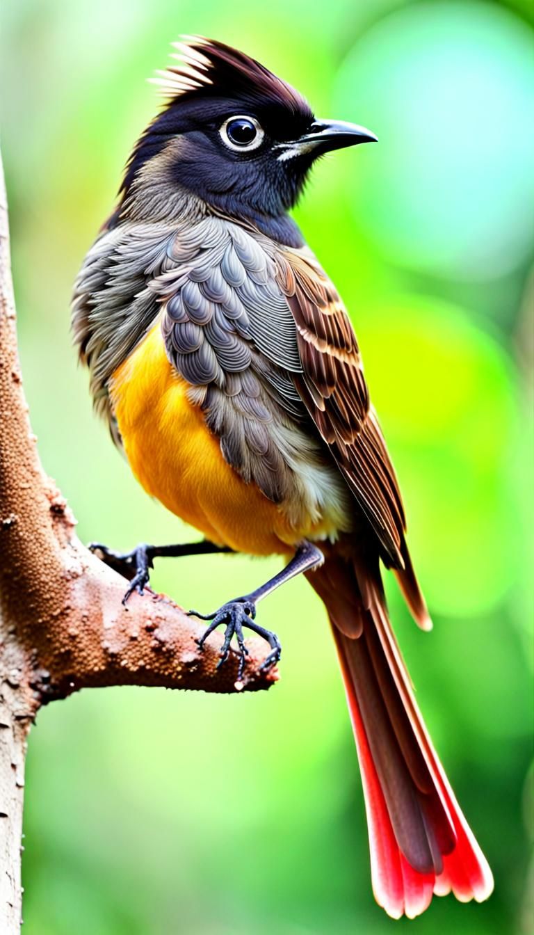 Exquisite Bulbul Bird with Soft Plumage
