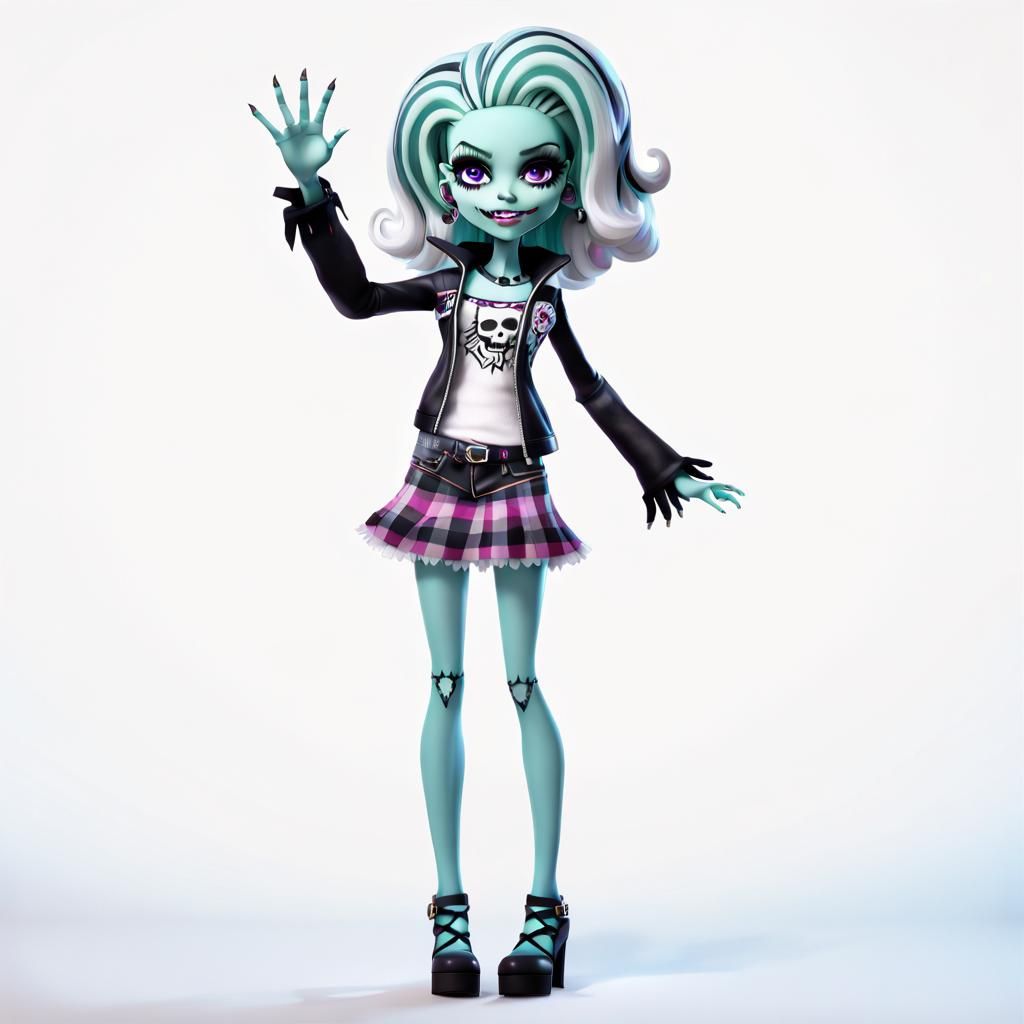 Monster High Frankenstein Doll Waving in Anime Style