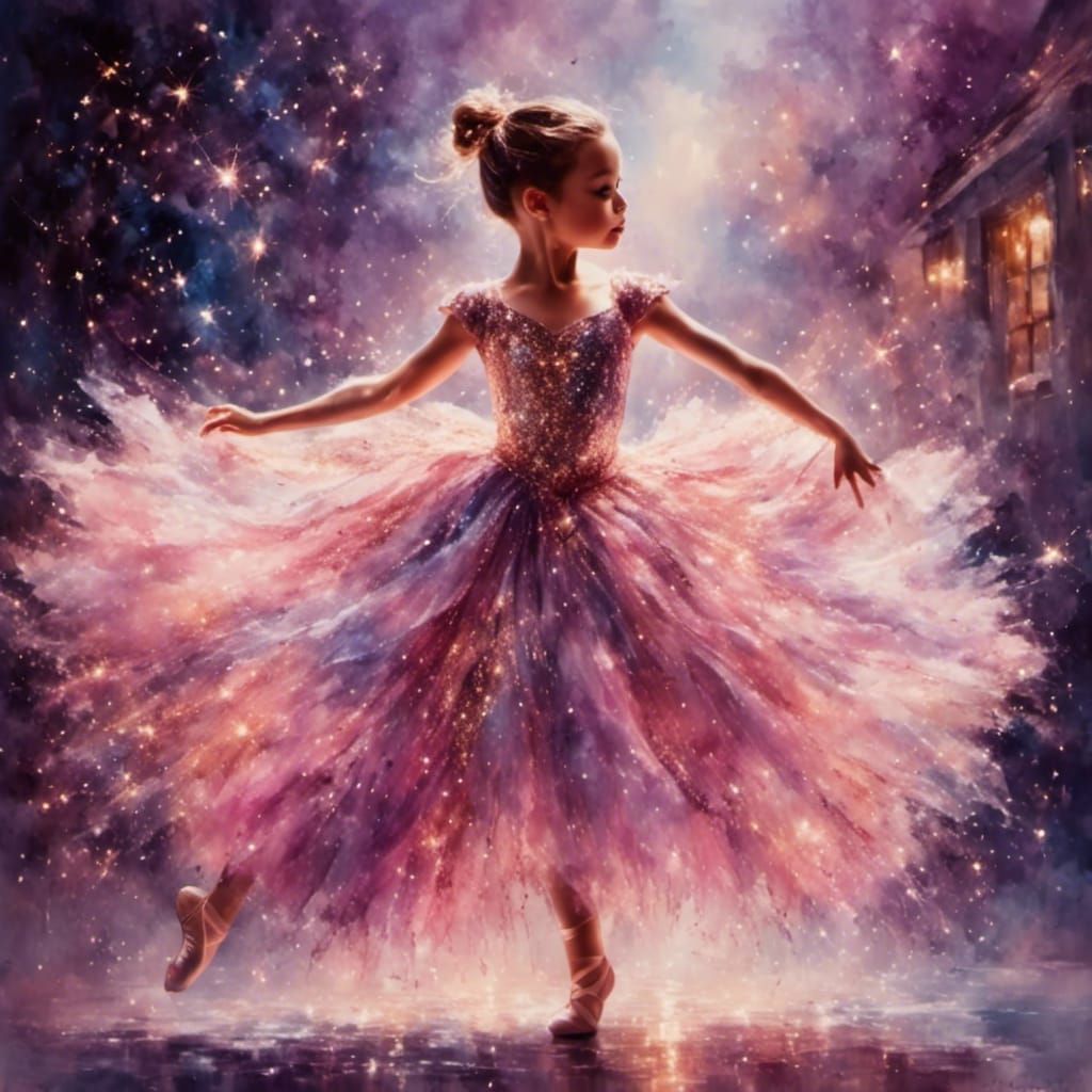 Sparkling Ballerina in Watercolor Aquarelle