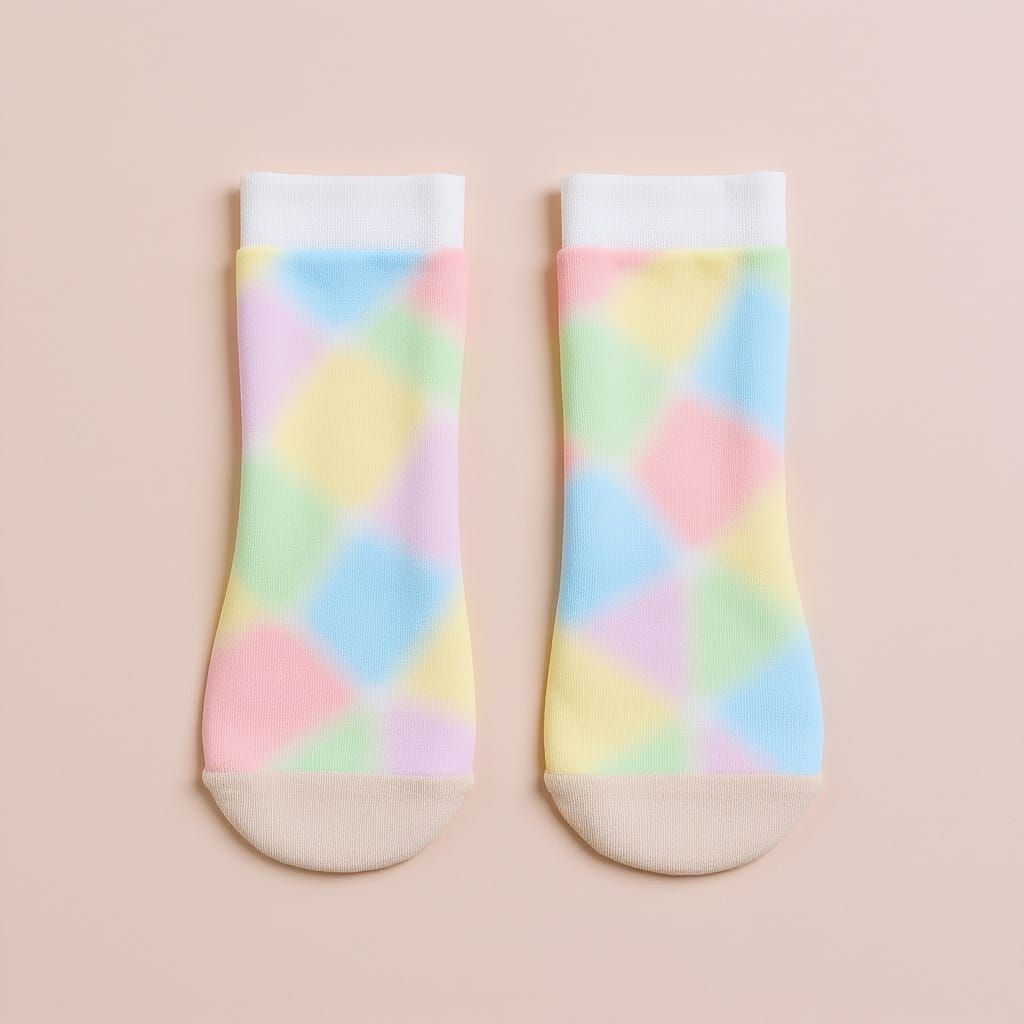 Pastel Origami Pattern on Sock in Matte Painting Style