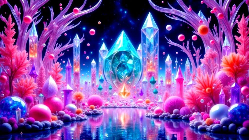 Ethereal Glass Sanctuary with Luminous Landscapes