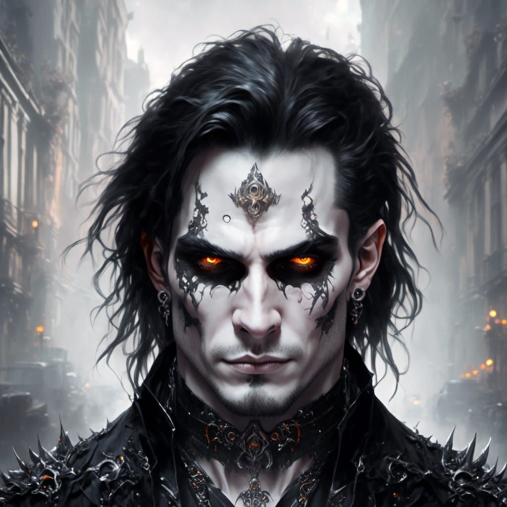 Metalhead in Misty City: Hyperdetailed Digital Portrait