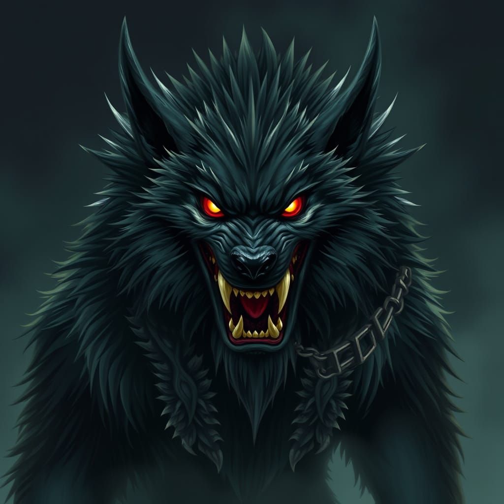 Imposing Black-Fur Worg with Glowing Eyes