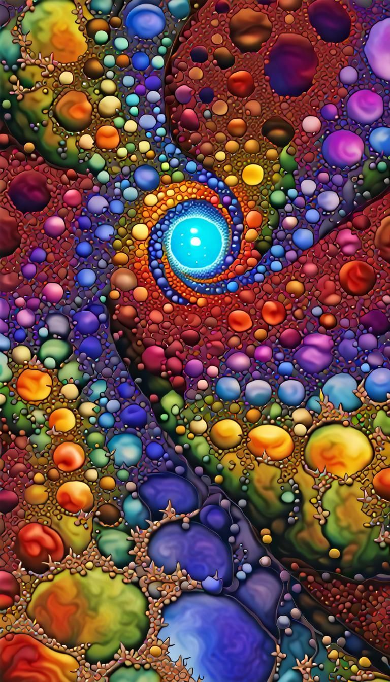 Iridescent Fractal Whirlpool in Psychedelic Style