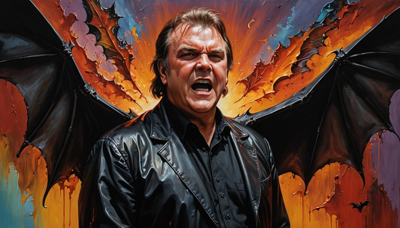 Hyperrealistic Oil Painting: Bat and Musician