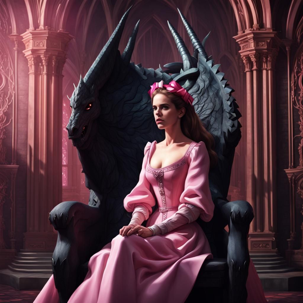 Enraged Medieval Princess on Dragon Chair in Space