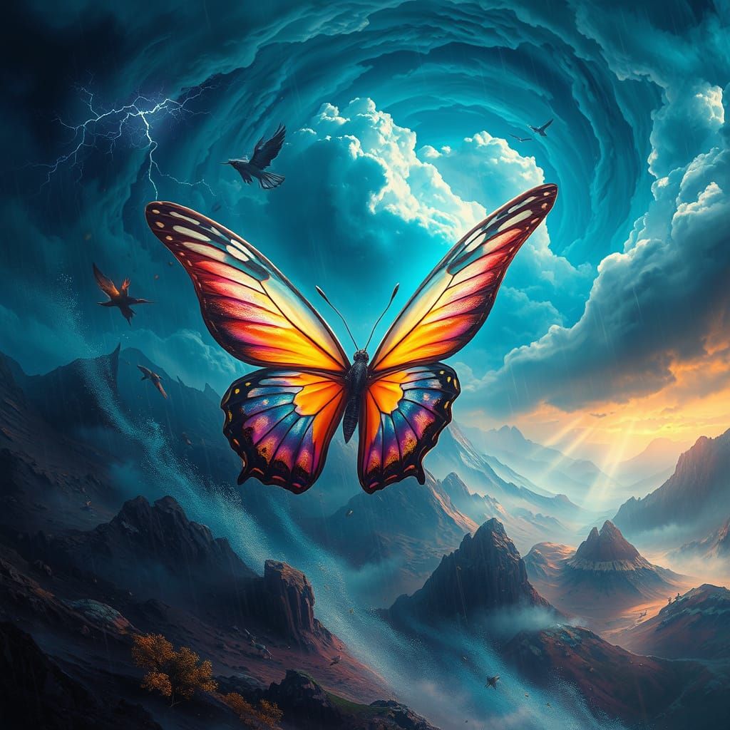Stormy Vortex Unleashed by a Radiant Butterfly