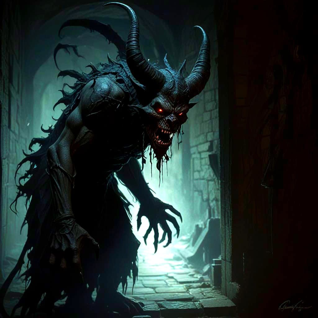 Demon Emerges from Dark Ages Portrait