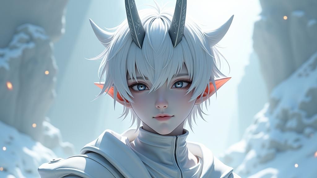 Icy Demon Portrait in Anime Style
