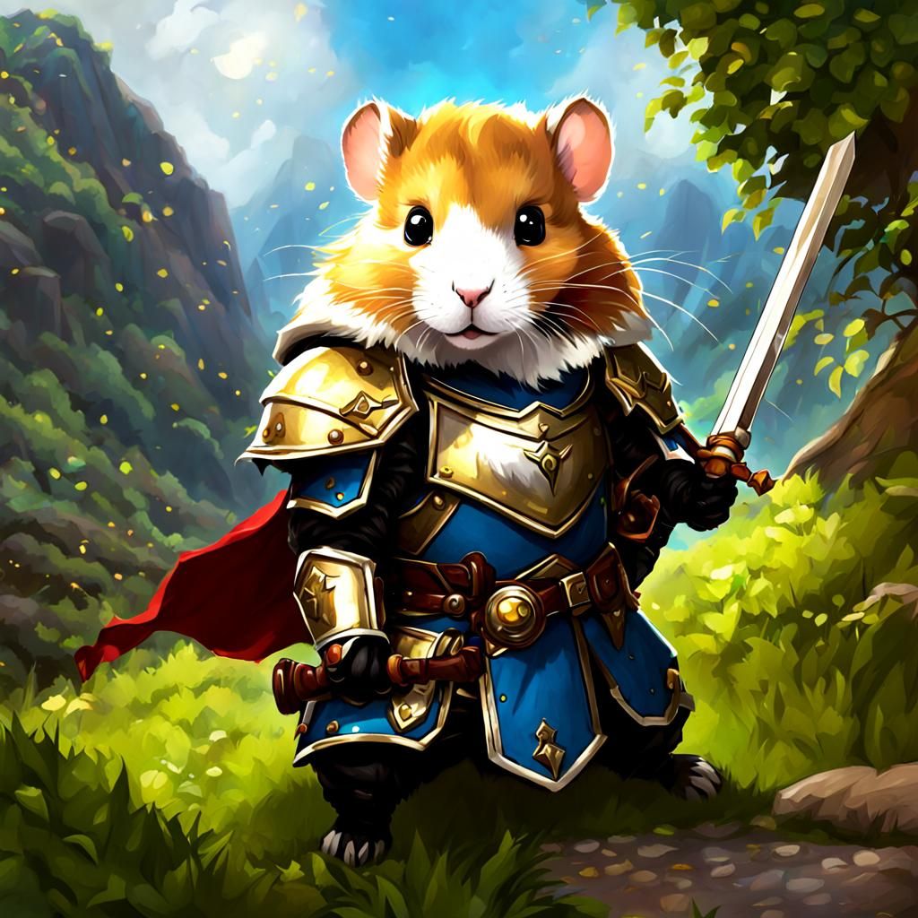 Heroic Hamster Paladin in Shining Armor