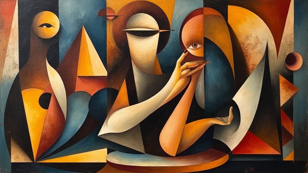 Geometric Cubist Artwork in Abstract Symbolism