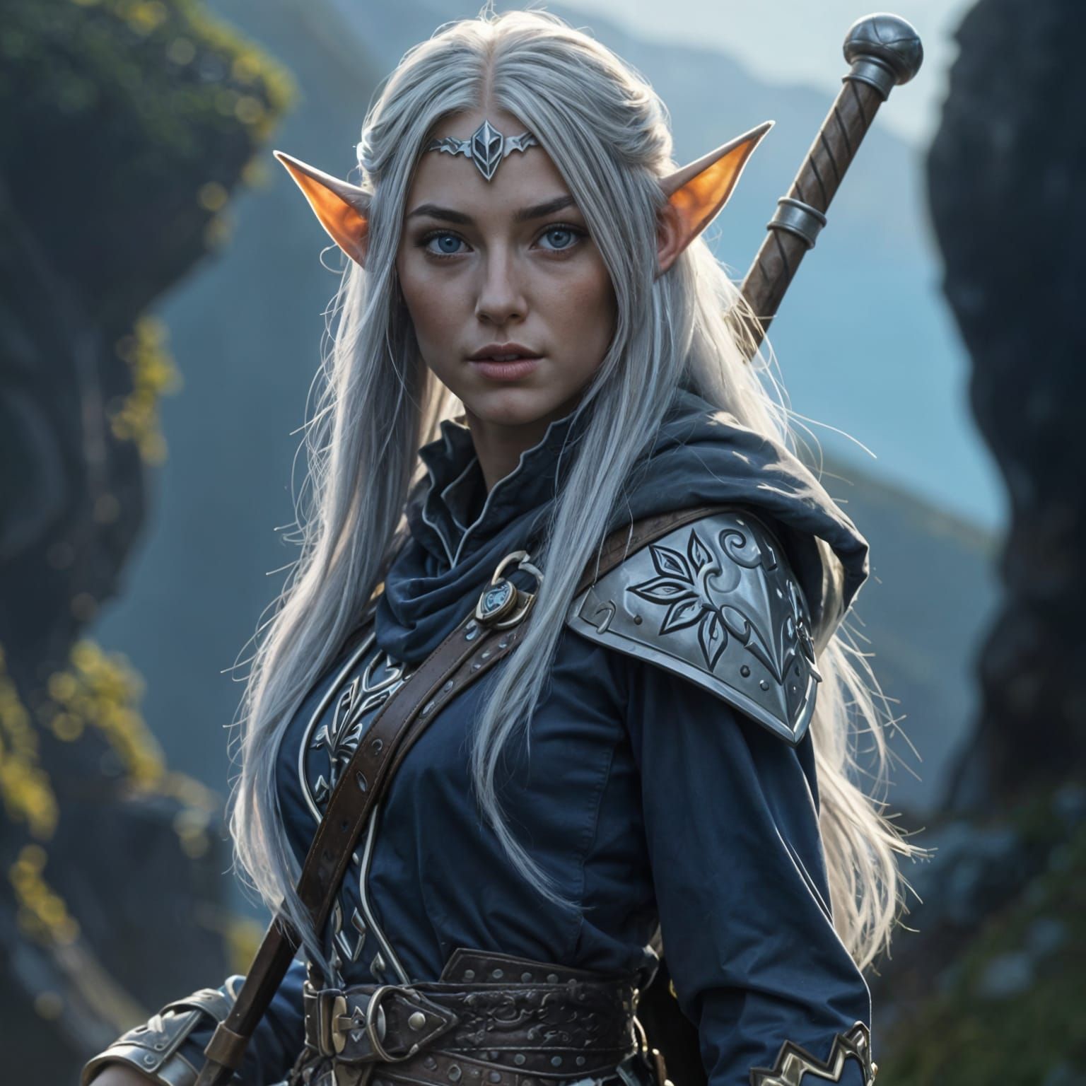 Elf Wizard Teenager with Black Eyes Portrait