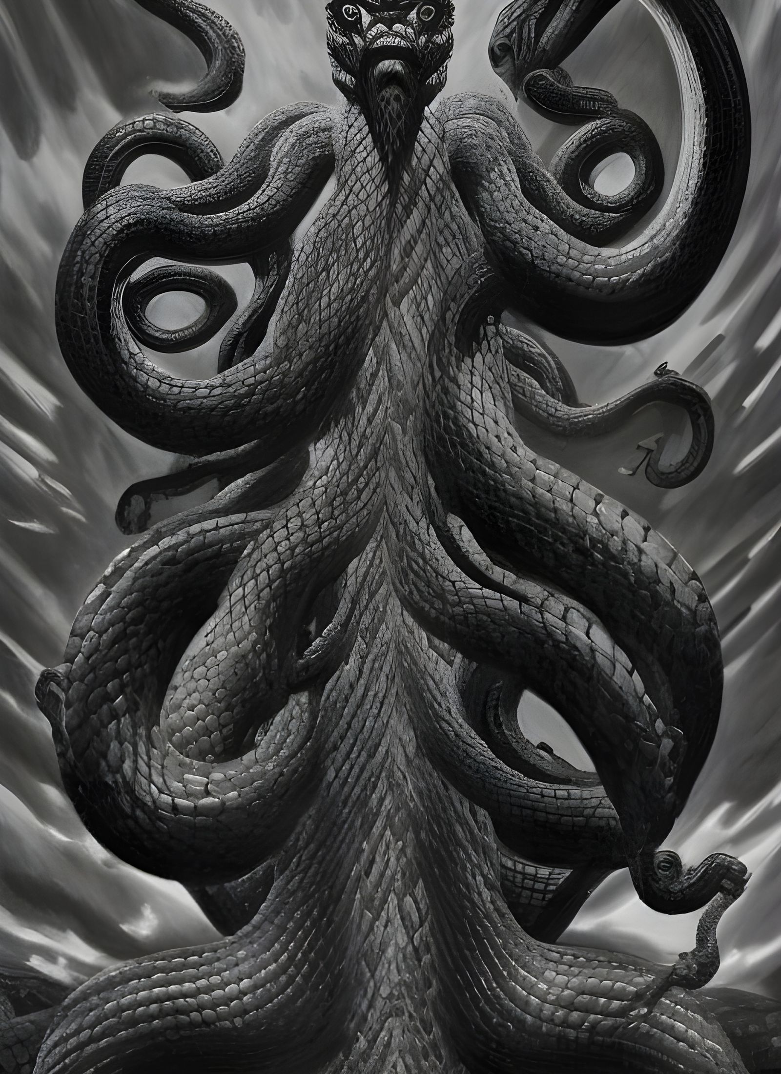 Hydra Portrait Amidst Ancient Ruins