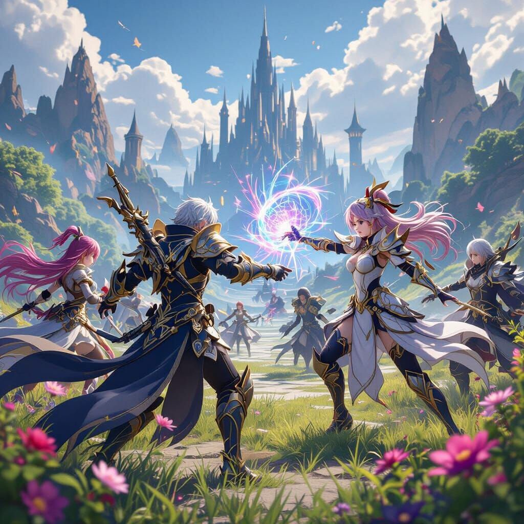 Anime Battle in Fantasy World: 3D Anime Art