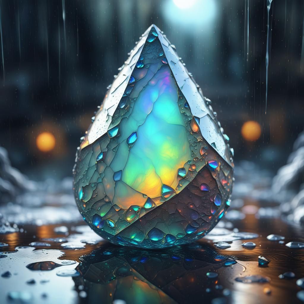 Opal Pear in Cracked Diamond Painting Style