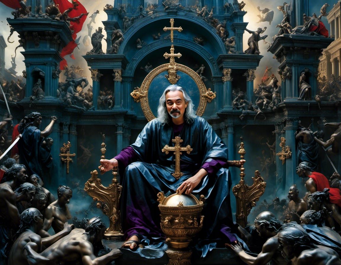 Intricate Battle Between Religious Orders in Digital Paintin...