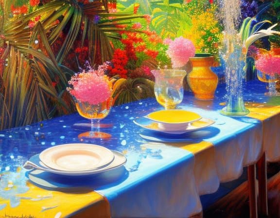 Tropical Resort Swimming Pool in Hyperrealistic Style