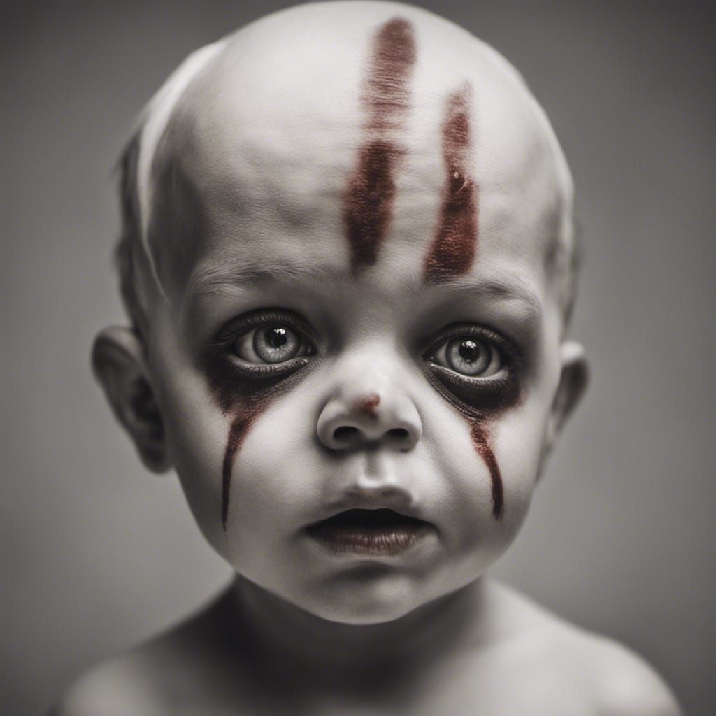 Hyperrealistic Portrait of a Demented Baby Pennywise