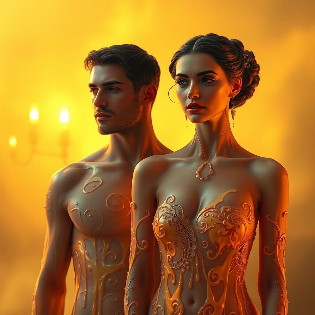 Melting Wax Couple in Golden Light