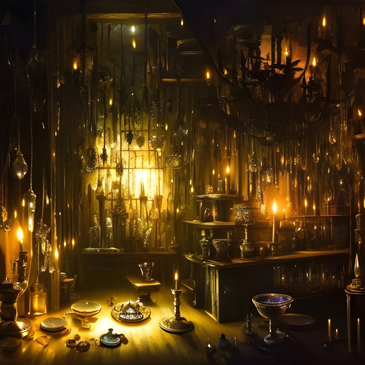 Medieval Crystal Shop Interior: Photorealistic Matte Paintin...