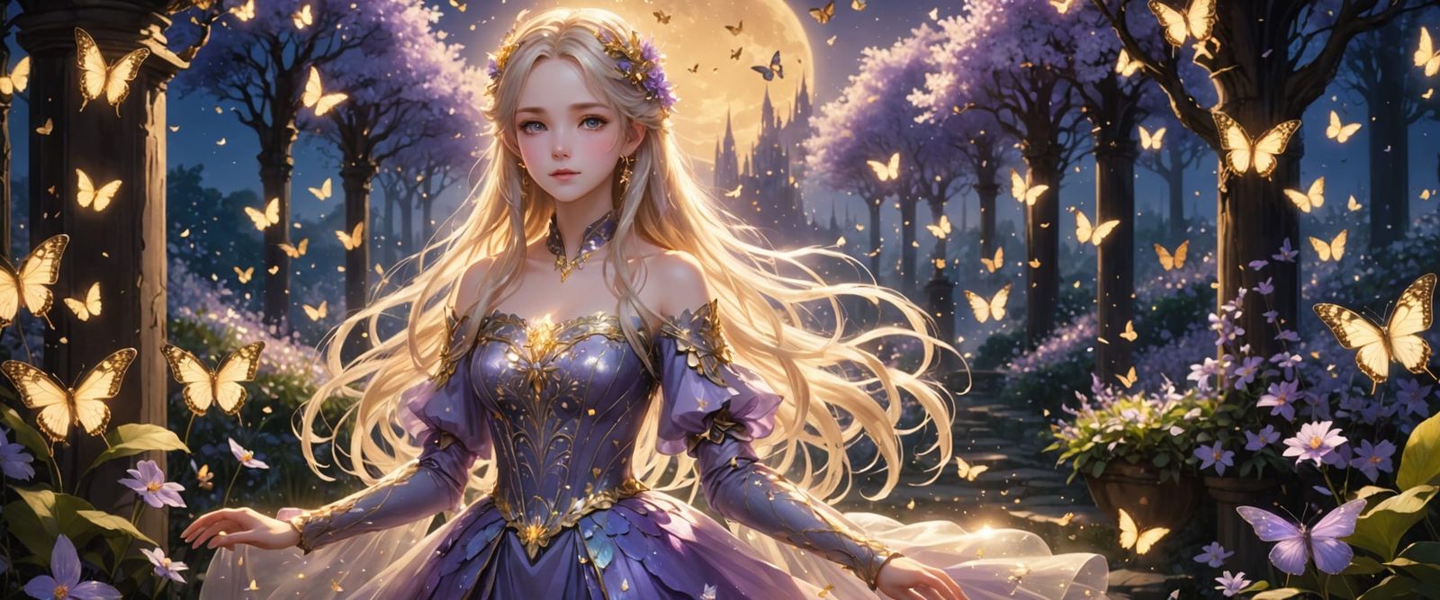 Ethereal Anime Garden Between Dimensions in Twilight