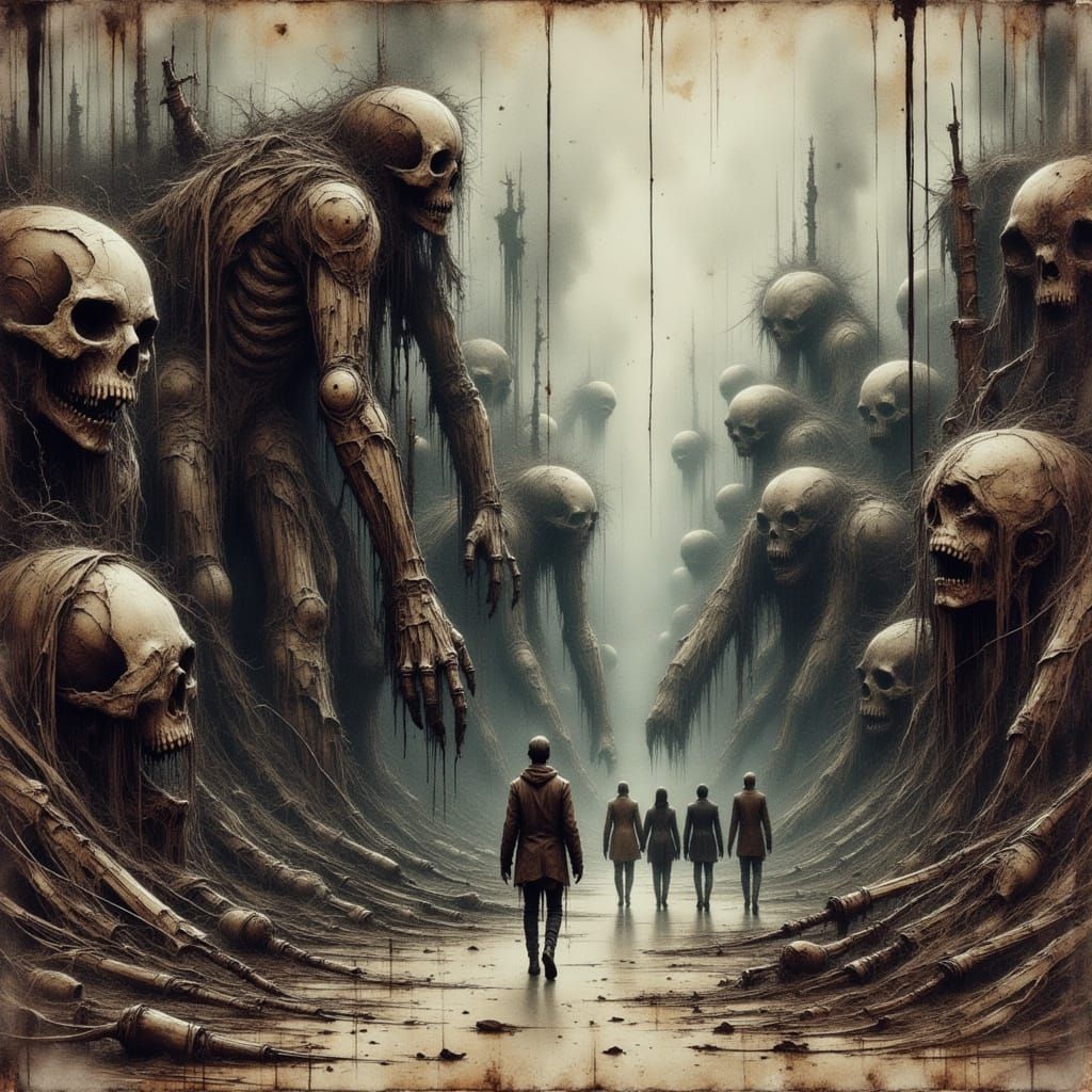 Dystopian Figures and Industrial Machinery