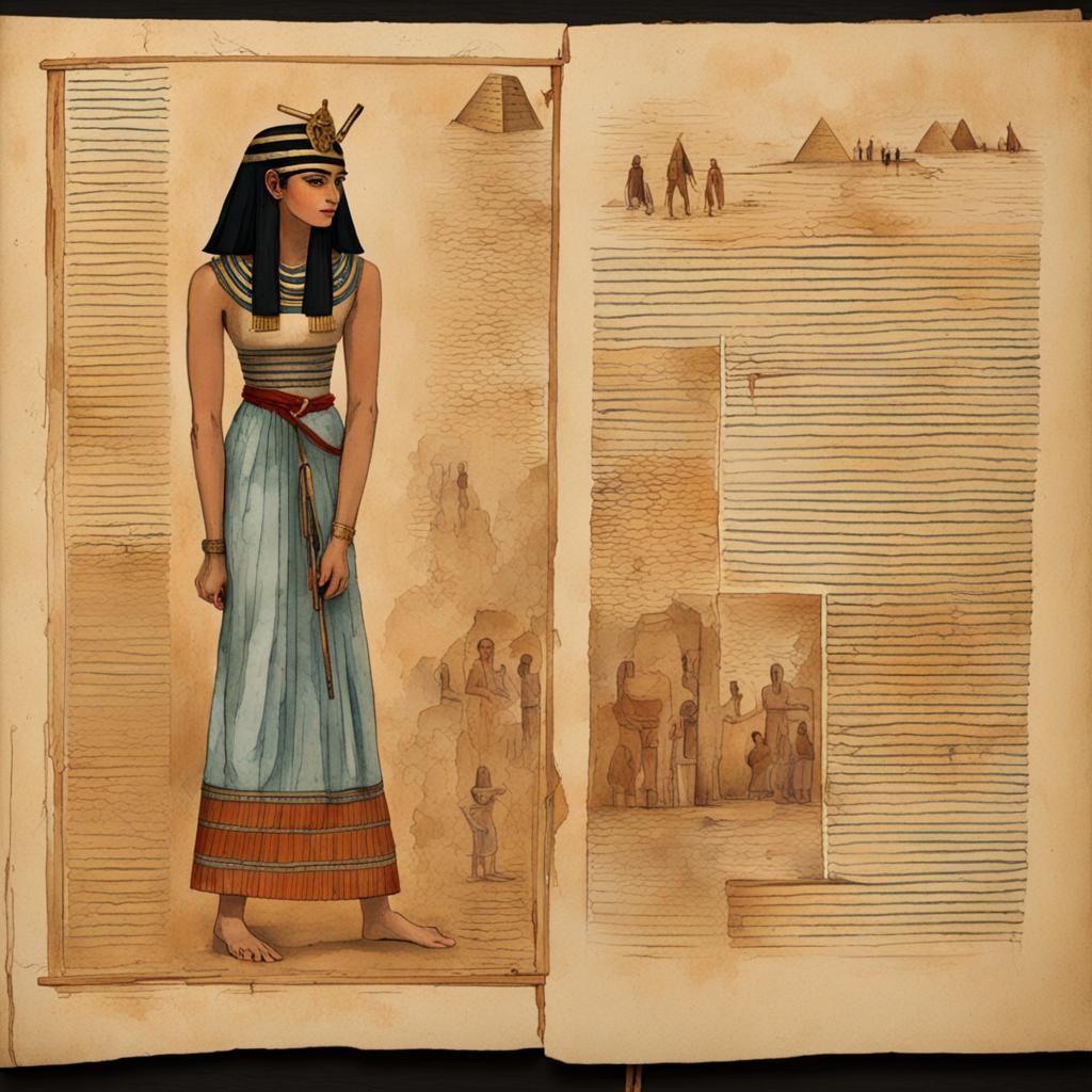 Ancient Egypt Journal Page with Woman and Jar