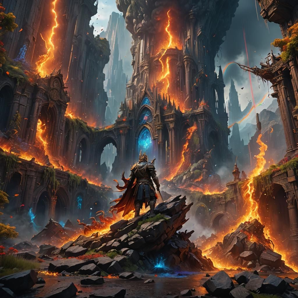 Rainbow Fire Fantasy Concept Art in Deep Color