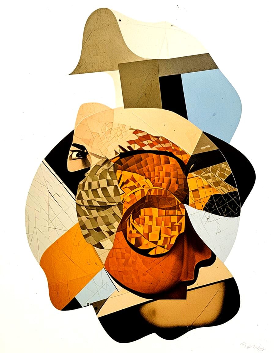 Gothic Noir Collage Inspired by Escher and Vasarely