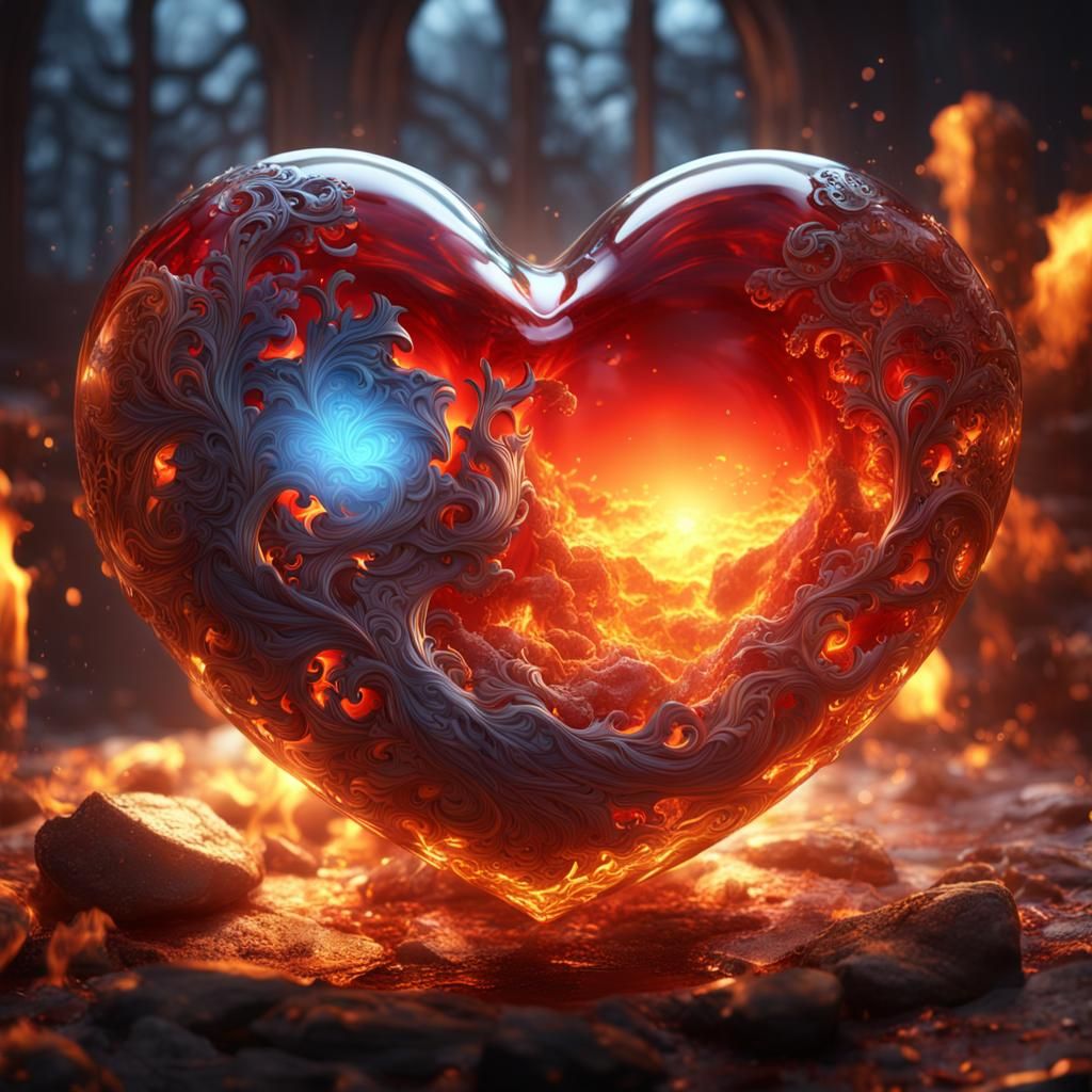 Glass Heart Ablaze: Fantasy Concept Art