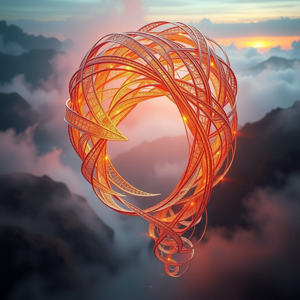 Glowing Metallic Filigree in Misty Valleys