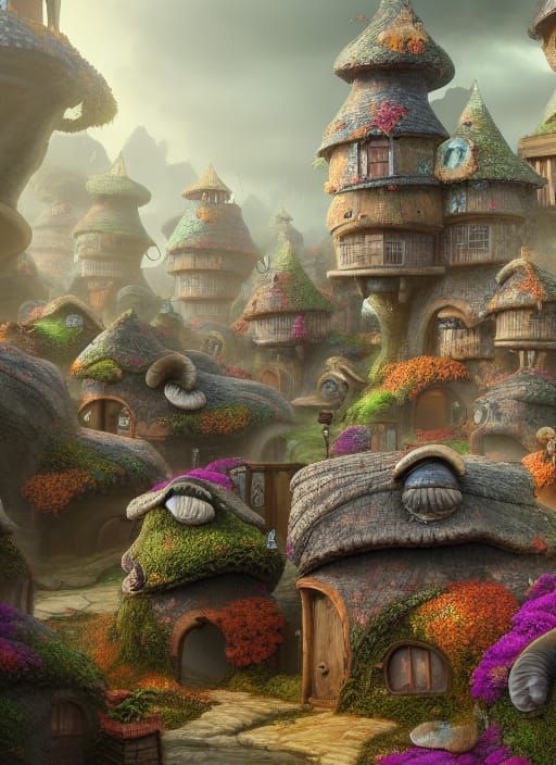 Snail Shell Houses: Detailed Matte Painting