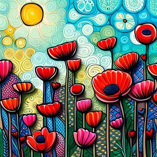 Mixed Media Flowers: Digital Art and Screen Print