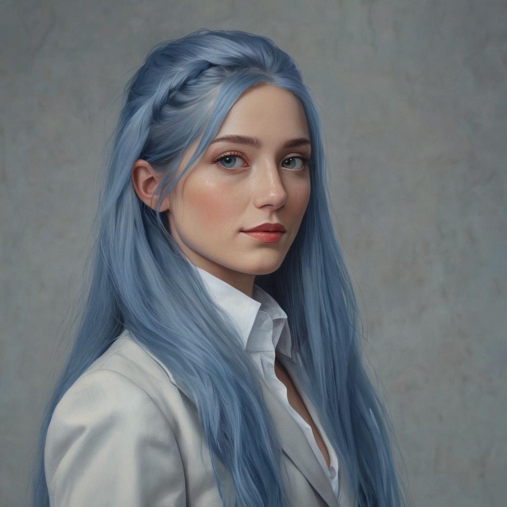 Confident Business Woman with Blue Hair Portrait