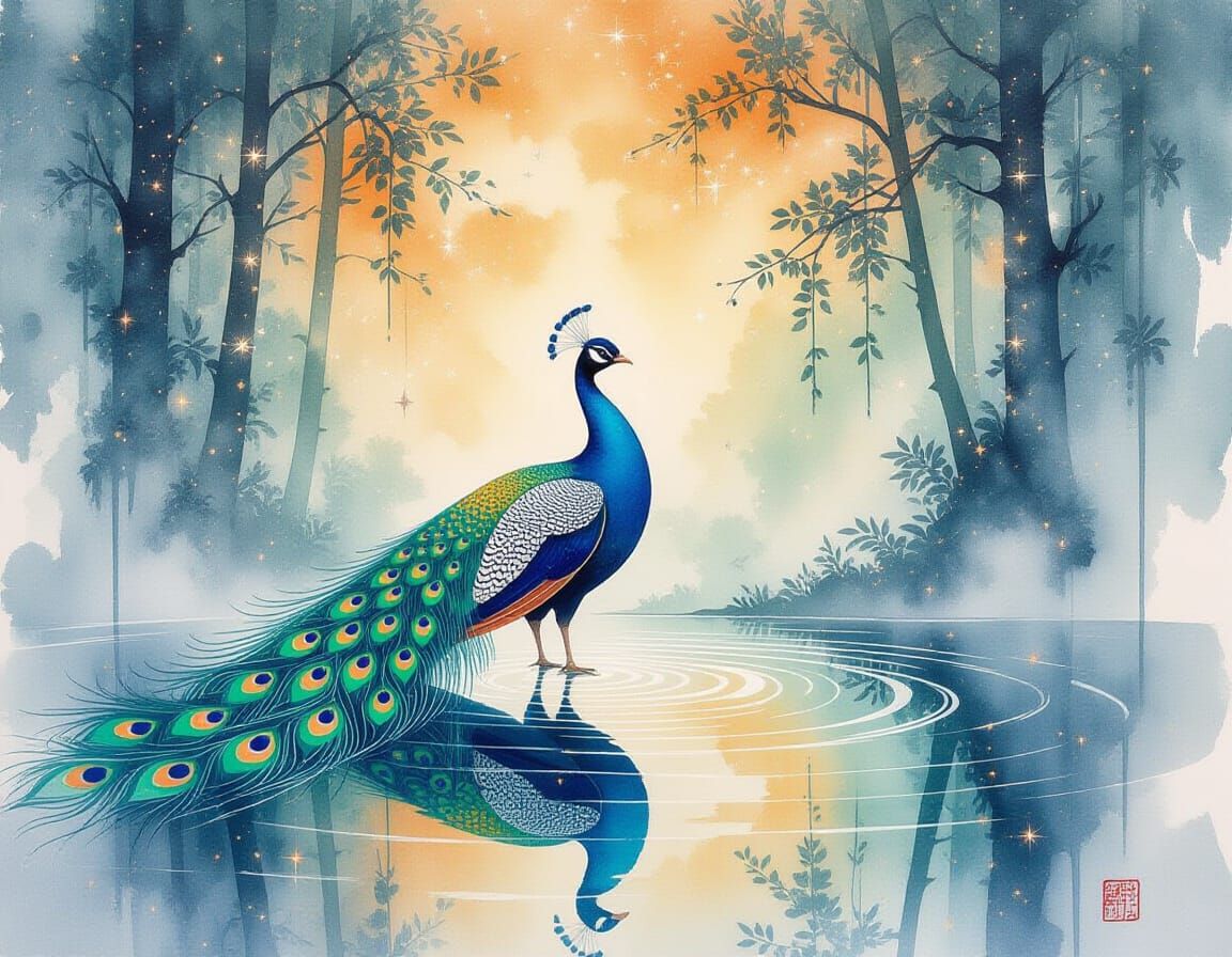 Abstract Chinese Ink Painting with Fractal Elements