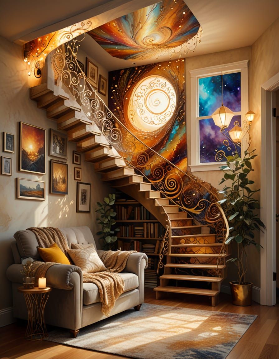 Surreal Tilted Reading Nook in Treehouse