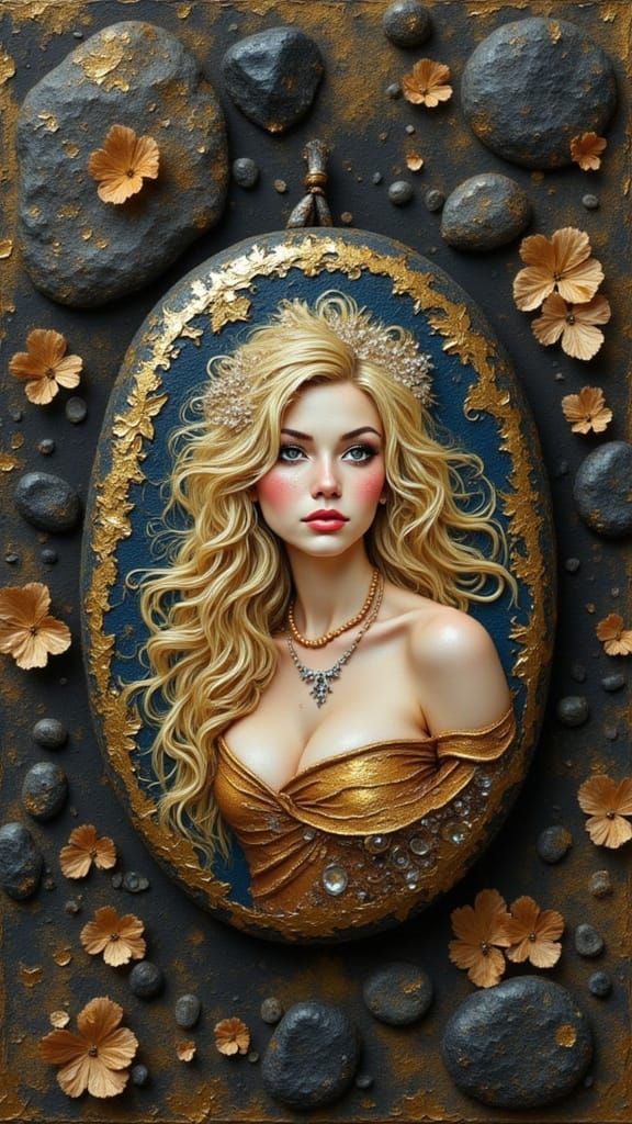 Exquisite Portraits Painted on Oval Rocks