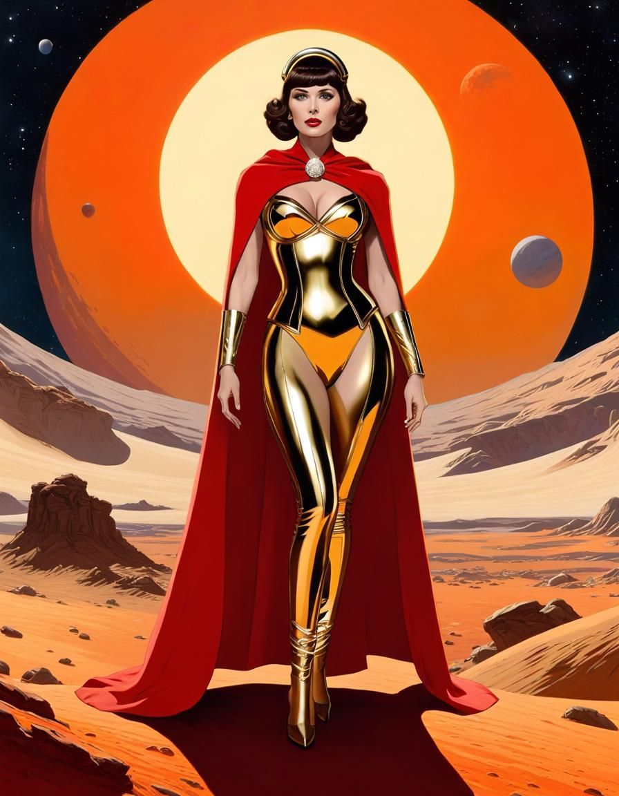 Retro Sci-Fi Princess on Mars in Art Nouveau Style