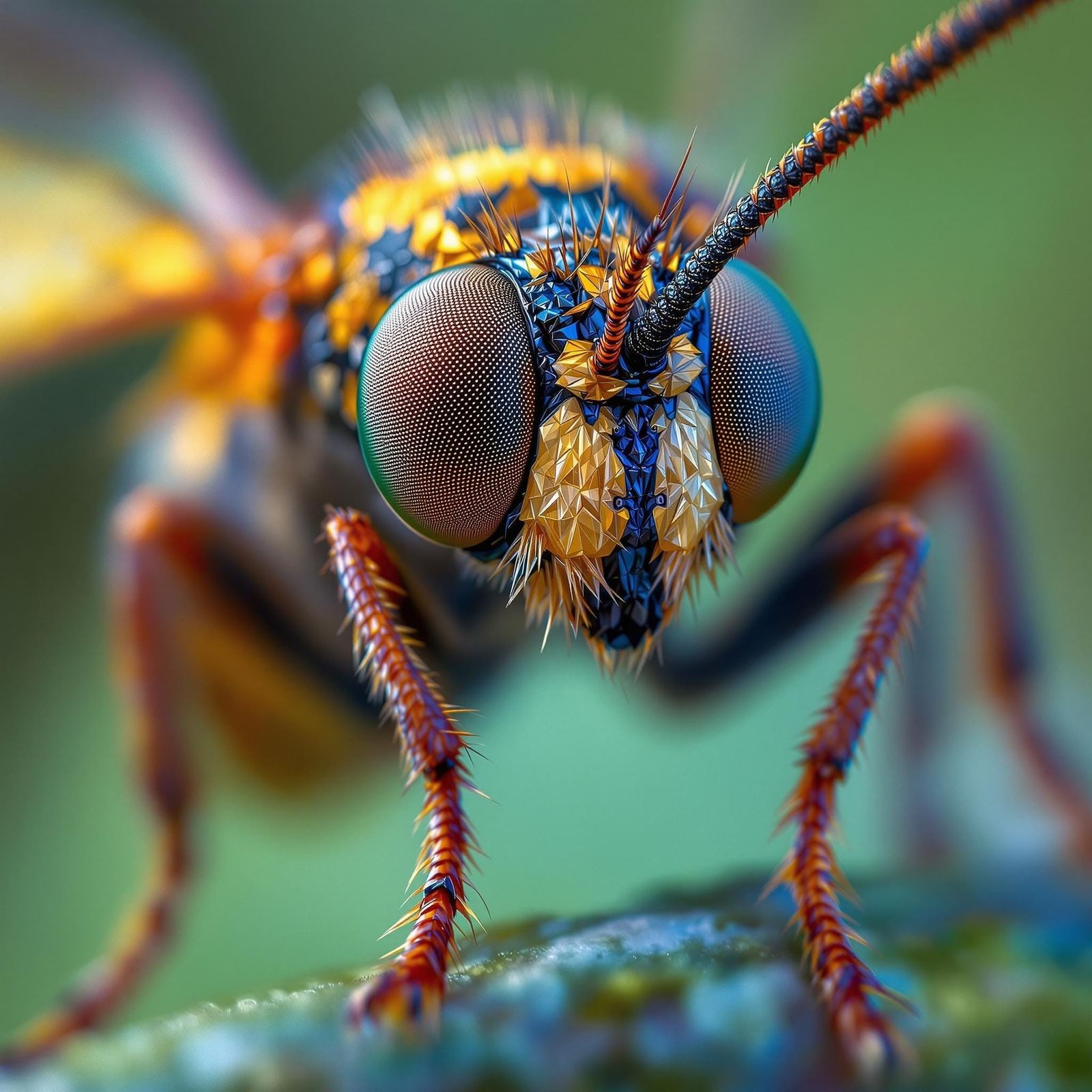 Microscopic Marvels: Insect Close-up in Vibrant Hues