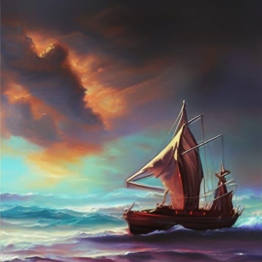 Sunrise Ship with Children and Sky Message