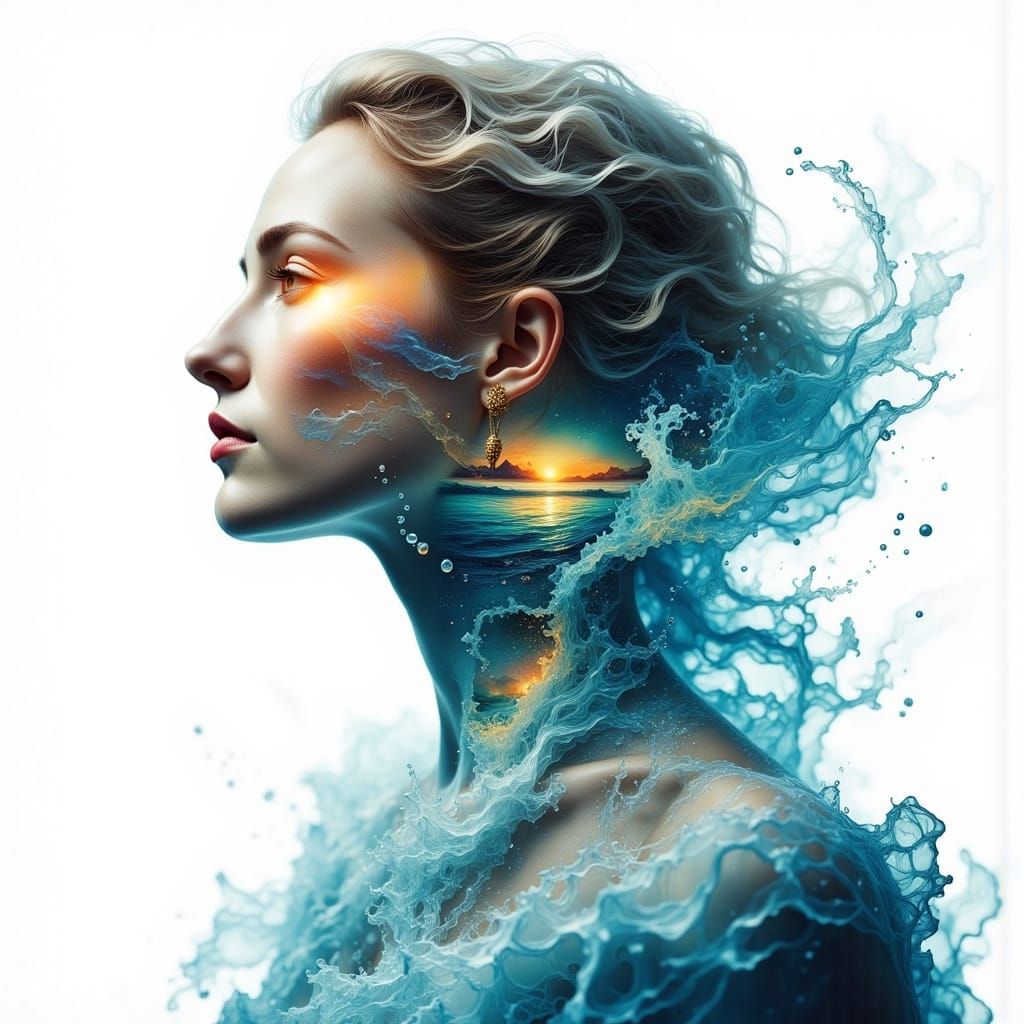 Surreal Oceanic Goddess in Mystic Flux Style