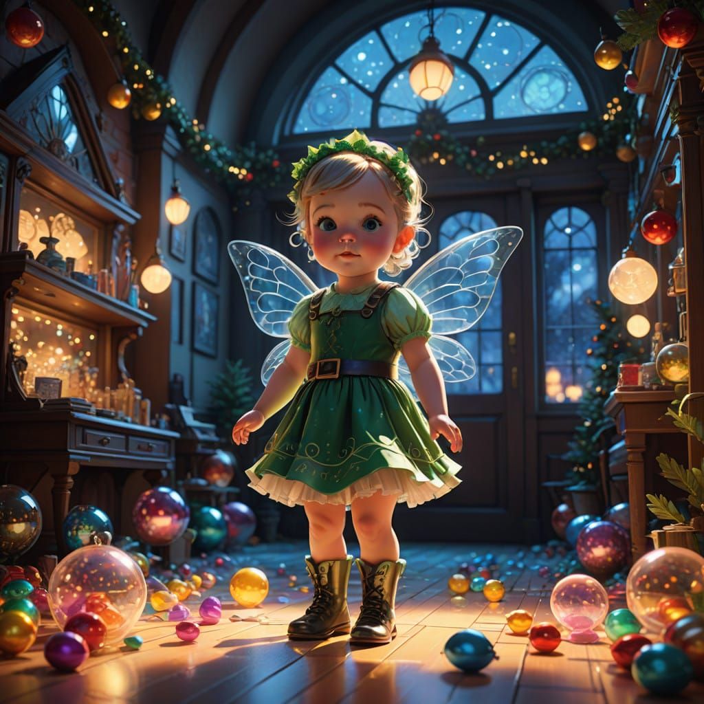 Glowing Glass Fairy Plays in Whimsical Christmas Wonderland