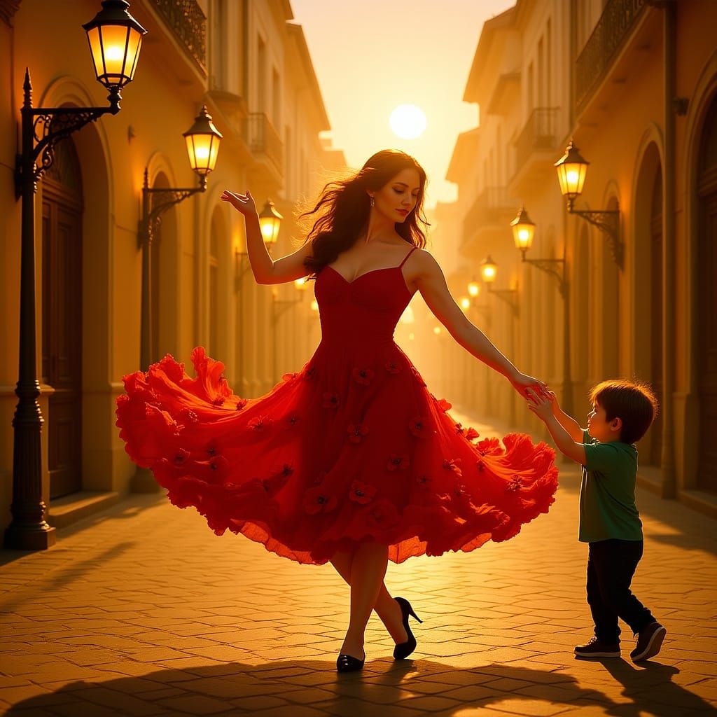 Flamenco Dancer's Neon Noir Dance in Seville